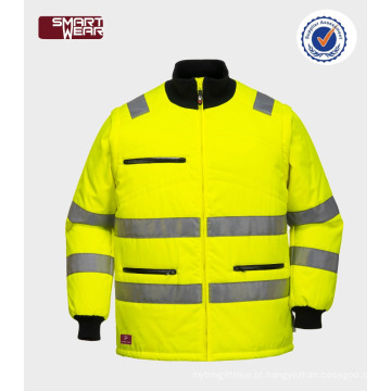 Alta qualidade workwear inverno oi vis jaqueta com fita reflexiva